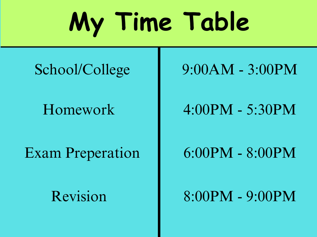 Productive student time table